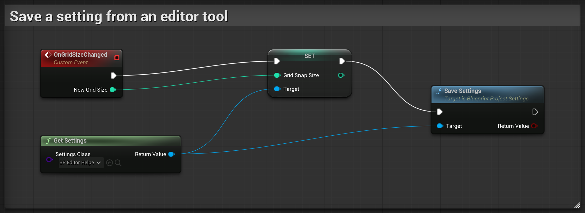 An editor tool storing the grid size it was given
